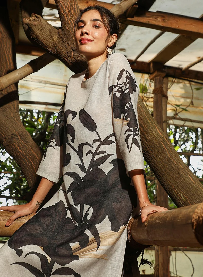  قصة Women's Saltbox Beige Galleria Kurta Set