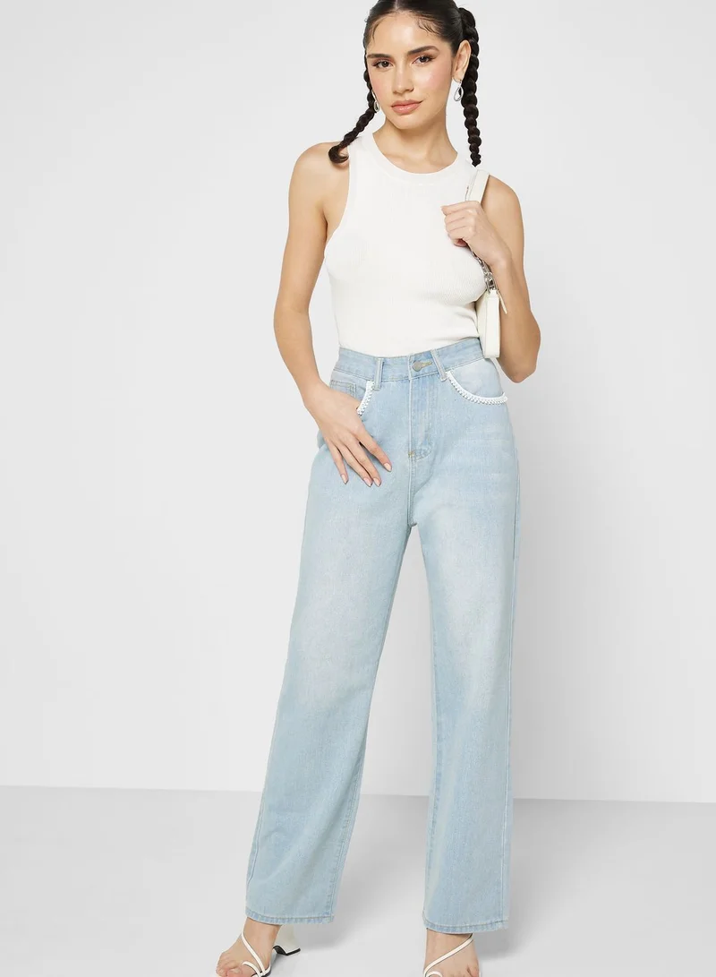Ginger Bleached Straight Fit Jeans