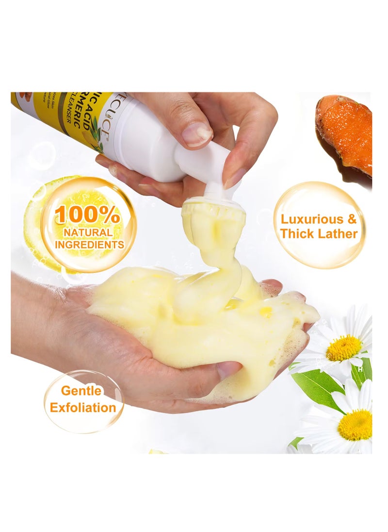 Yecuce 150ml Kojic Acid & Turmeric Cleansing Mousse Turmeric Kojic Acid Cleansing Foam Reduce Dark Spots Helps Balance Skin Oil & Water Fade Spot Remove Excess Keratin Clean oil Refines Pores  - Image 5