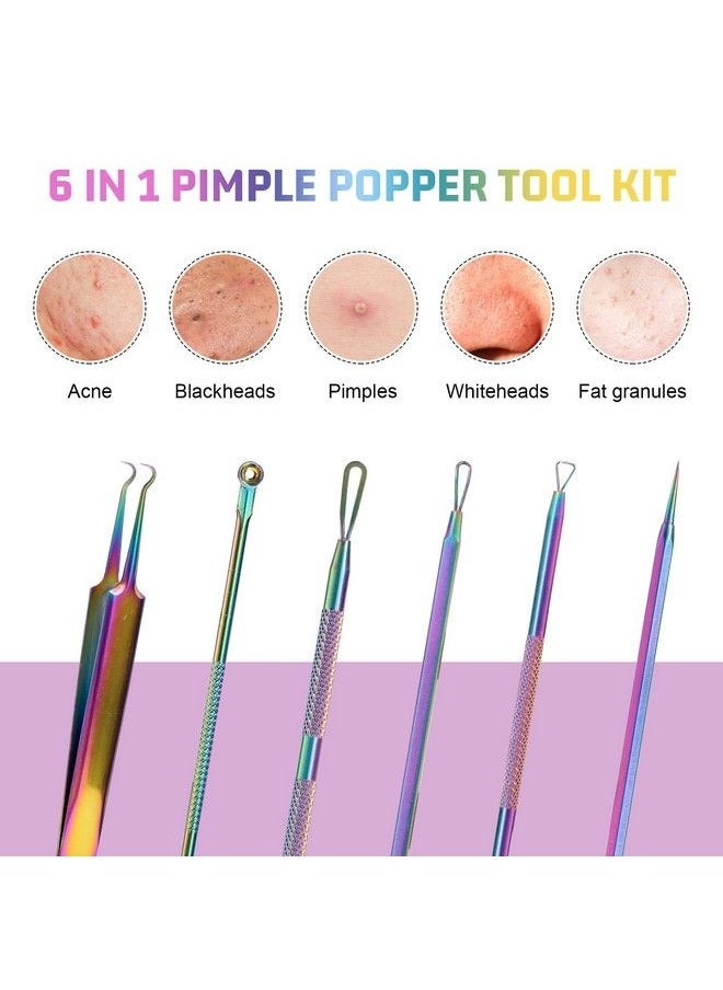 JPNK - Blackhead Remover Tools Stainless Steel Pimple Popper Tool Kit Including 6Pcs Comedone Extractors And A 10X Blackhead Mirror - Image 1