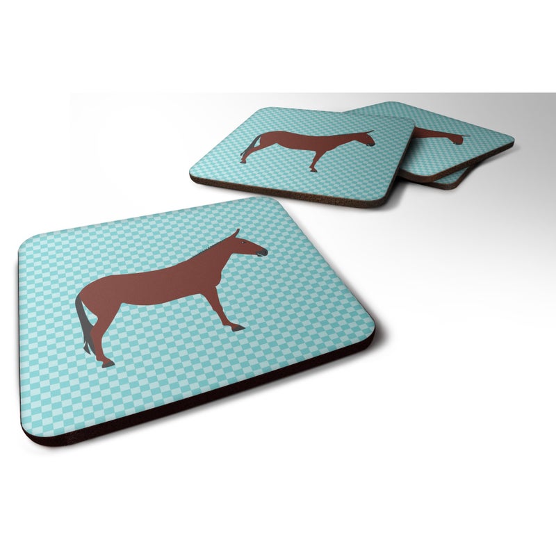 Caroline's Treasures ""Caroline's Treasures Hinny Horse Donkey Blue Check Decorative coasters  3.5  Multicolor"" 