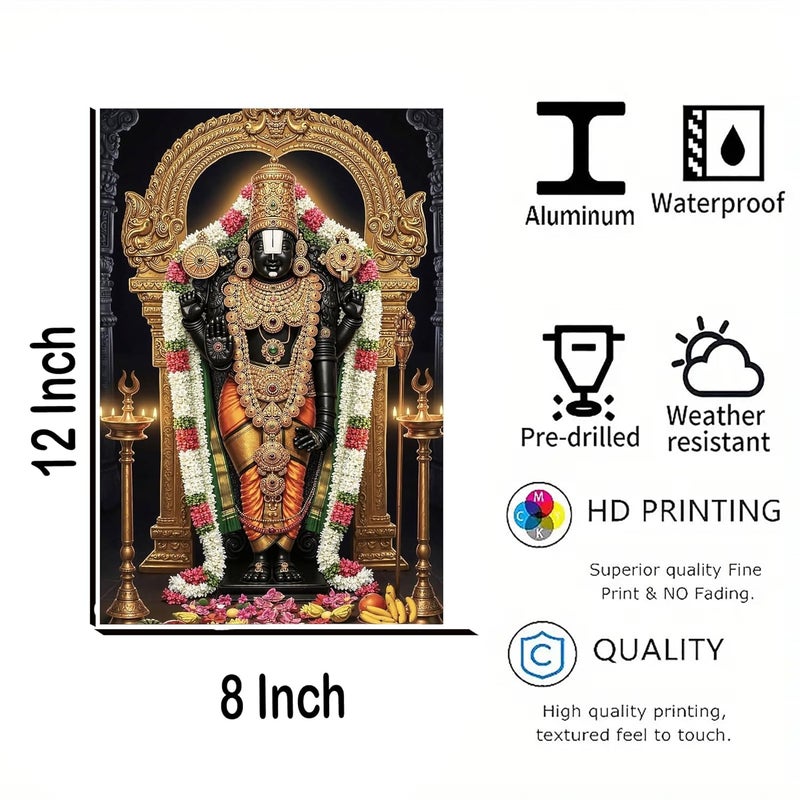 CLITHS 8x12 Inch Jagannath Ji Wall Art Decor for Home & Office Hindu Spiritual Wall Hanging Metal Wall Painting for Living Room Easy to Hang Lightweight Panel Divine Gift for Puja & Festivals - Image 2