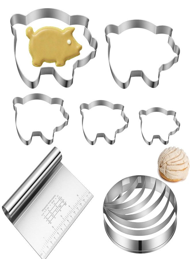 HaiFafafaing Stainless Steel Mexican Bread Mold, Concha Cutter, Pig Cookie Cutter Set, Kitchen Tool For Bread, Cookie, Cake, Biscuit - Image 1