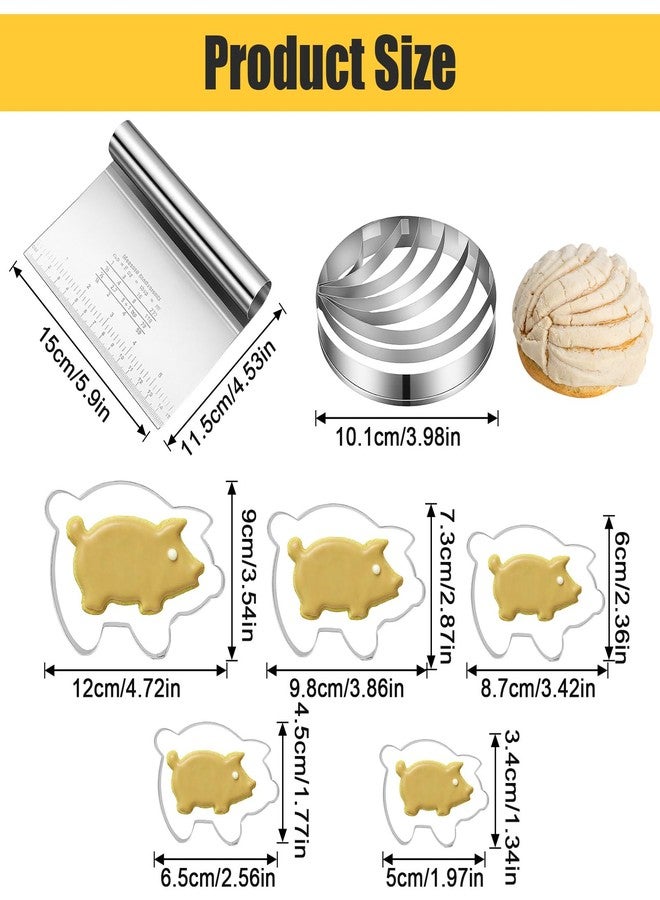 HaiFafafaing Stainless Steel Mexican Bread Mold, Concha Cutter, Pig Cookie Cutter Set, Kitchen Tool For Bread, Cookie, Cake, Biscuit - Image 2