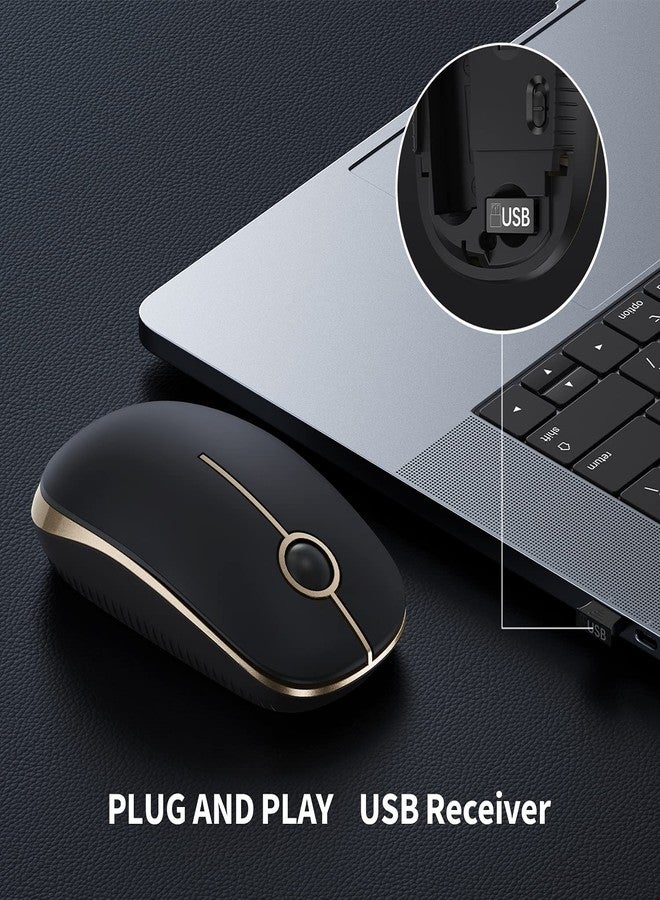 VssoPlor Wireless Mouse, 2.4G Slim Portable Computer Laptop Mouse with Nano Receiver Quiet Silent Optical Mice for Notebook, PC, Laptop, Computer-Black and Red - Image 3