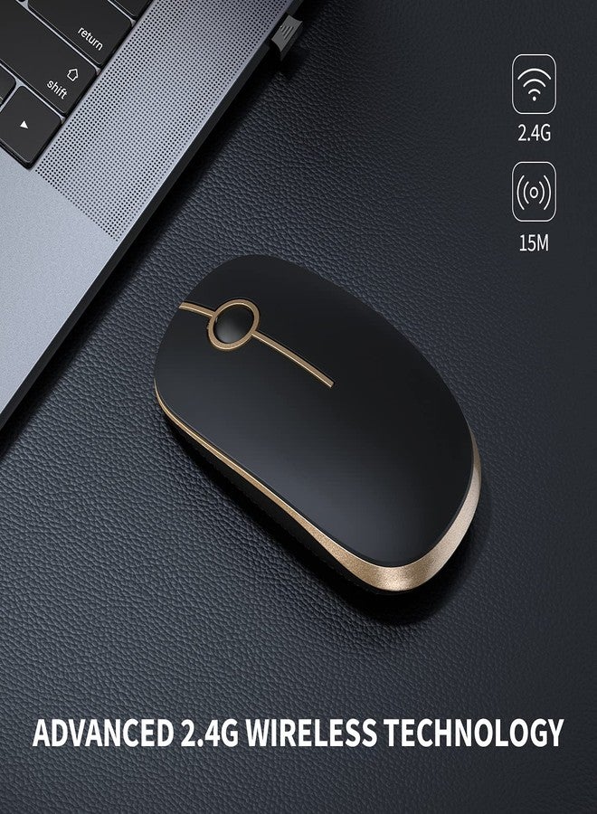 VssoPlor Wireless Mouse, 2.4G Slim Portable Computer Laptop Mouse with Nano Receiver Quiet Silent Optical Mice for Notebook, PC, Laptop, Computer-Black and Red - Image 2