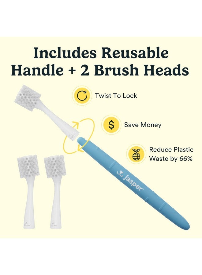 جاسبر فرشاة أسنان جاسبر ماكرو براش 360 درجة، فرشاة أسنان للكلاب المتوسطة إلى الكبيرة، مجموعة تنظيف أسنان الكلاب ذات الشعيرات الناعمة - مقبض ممتاز غير قابل للانزلاق مع رأسين لفرشاة الأسنان قابلين للاستبدال، للاستخدام مع معجون أسنان الحيوانات الأليفة - Image 5