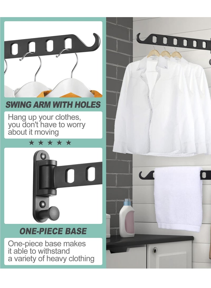 SOLARAE Wall Mounted Clothes Hanger with Swing Arm, Laundry Room Dryer Rack, Folding Valet Hook, Sturdy Hanging, Foldable 180°Rotation - Image 2