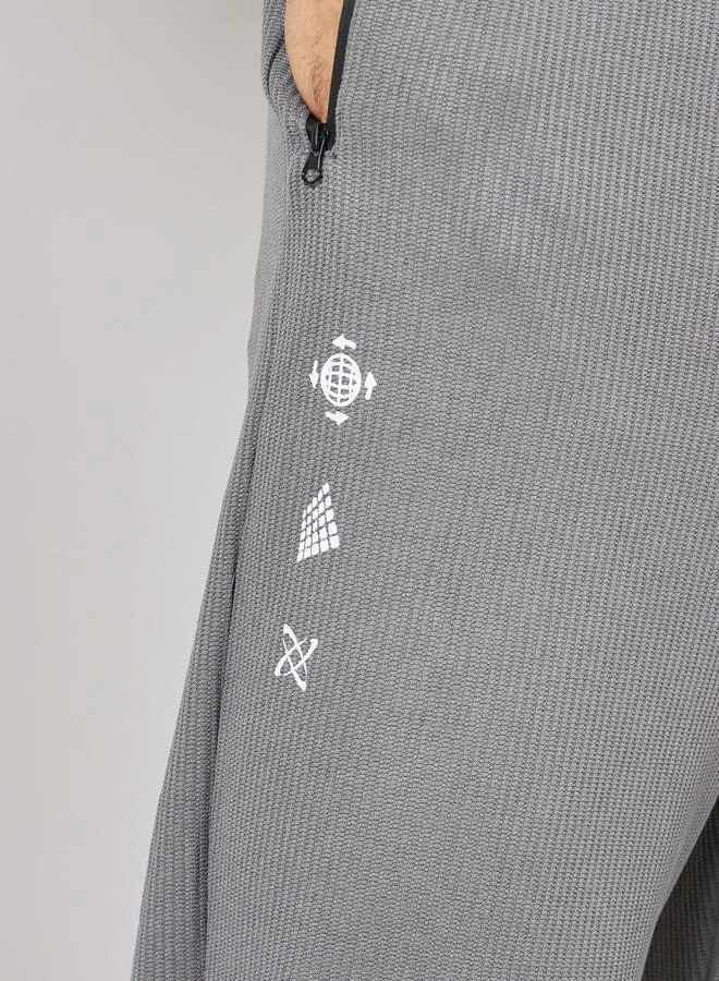 Styli Waffle Knit HD Placement Print Oversized Joggers