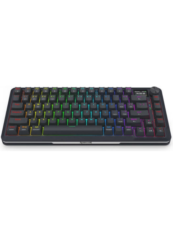 Redragon K708 RGB Pro 75% Gasket Mechanical Keyboard, 81-Key Hot-Swappable Switches, Tri-Mode Wireless (BT/2.4G/USB-C), OLED Display, Knob Control, RGB Backlit, Foam Dampened, Mac/Windows Compatible, Black | K708GG-RGB-PRO - Image 4