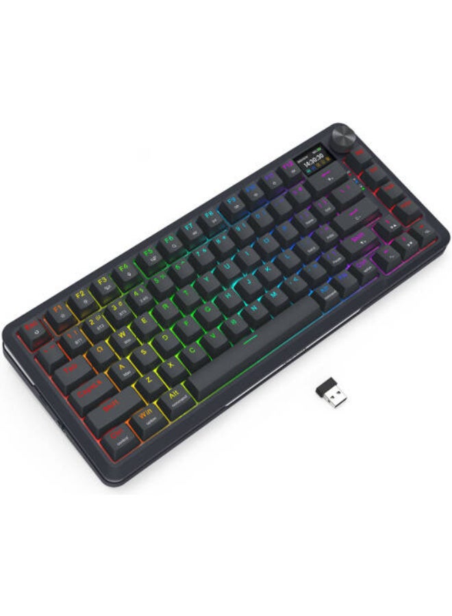 Redragon K708 RGB Pro 75% Gasket Mechanical Keyboard, 81-Key Hot-Swappable Switches, Tri-Mode Wireless (BT/2.4G/USB-C), OLED Display, Knob Control, RGB Backlit, Foam Dampened, Mac/Windows Compatible, Black | K708GG-RGB-PRO - Image 5