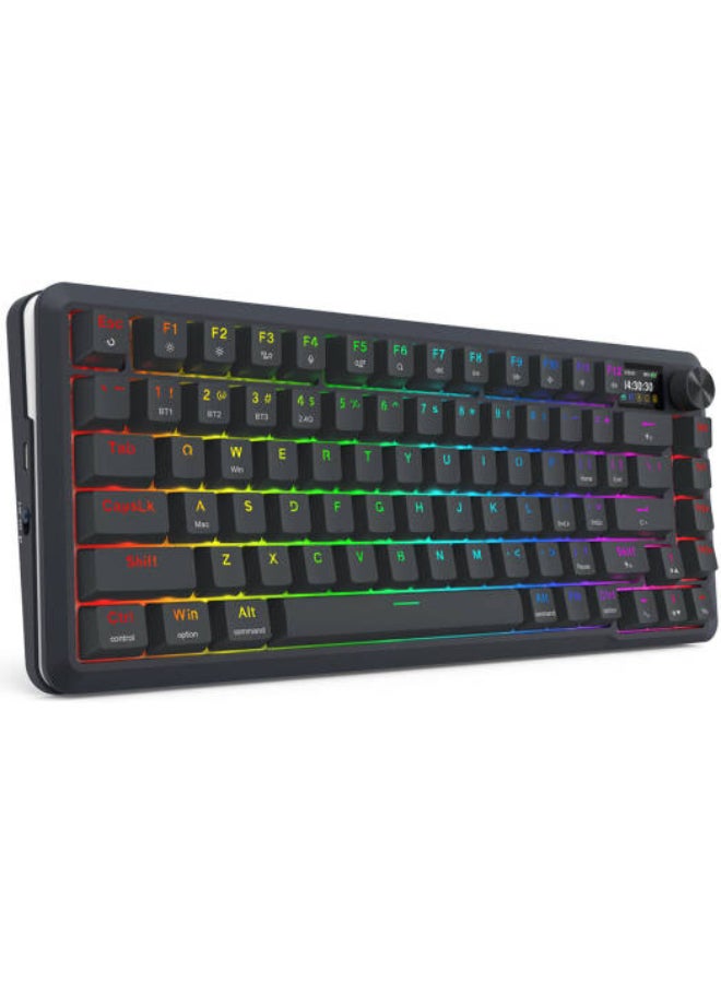 Redragon K708 RGB Pro 75% Gasket Mechanical Keyboard, 81-Key Hot-Swappable Switches, Tri-Mode Wireless (BT/2.4G/USB-C), OLED Display, Knob Control, RGB Backlit, Foam Dampened, Mac/Windows Compatible, Black | K708GG-RGB-PRO - Image 2