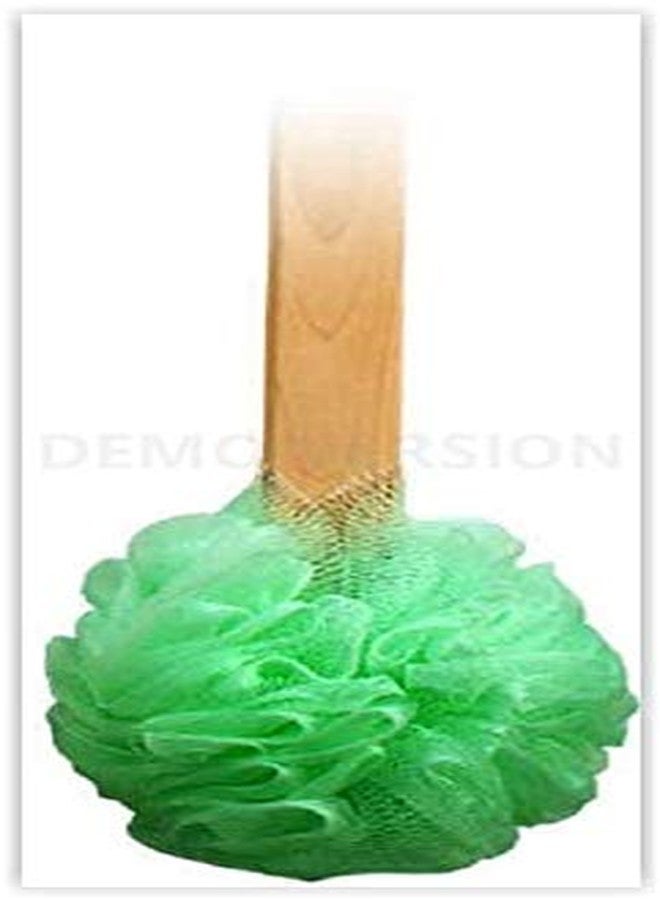 Bodico 4pk 15" Long Wooden Handle Back Scrubber Bath Shower Mesh Sponge Exfoliating Body Brush Wash Nylon Puff Spa - Image 4