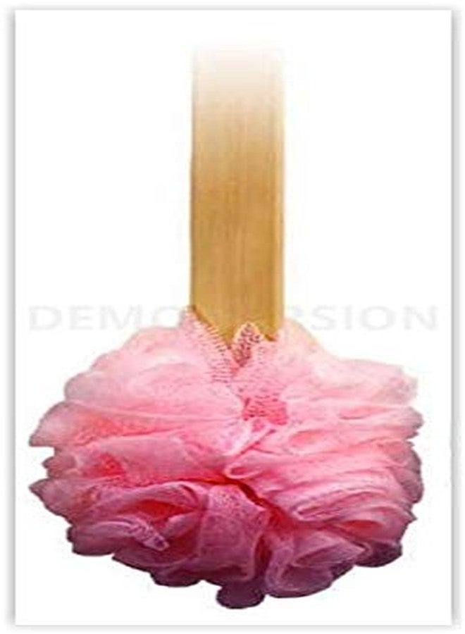 Bodico 4pk 15" Long Wooden Handle Back Scrubber Bath Shower Mesh Sponge Exfoliating Body Brush Wash Nylon Puff Spa - Image 3