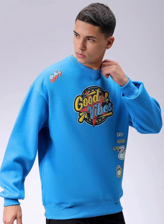 The Indian Garage Co Men Oversized Placement Print Crew Neck Overhead Sweatshirt