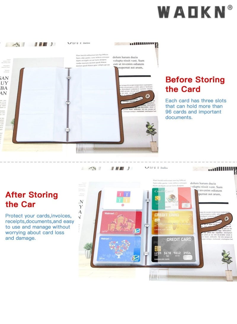 WAOKN Credit Card Holder, Business Card Organizer Credit Cards Protector with 96 Card Slots RFID Blocking Business Cards Holder for Managing Your Different Cards to Prevent Loss or Damage (Black) - Image 4