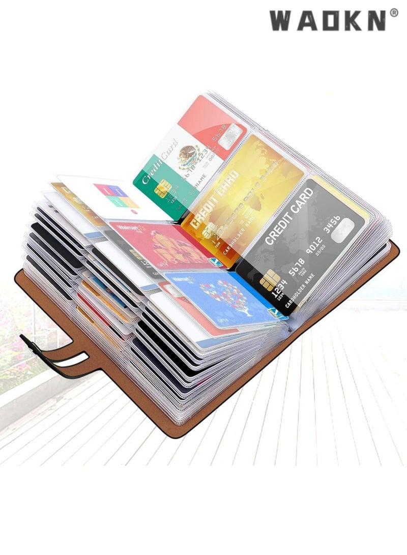 WAOKN Credit Card Holder, Business Card Organizer Credit Cards Protector with 96 Card Slots RFID Blocking Business Cards Holder for Managing Your Different Cards to Prevent Loss or Damage (Black) - Image 3