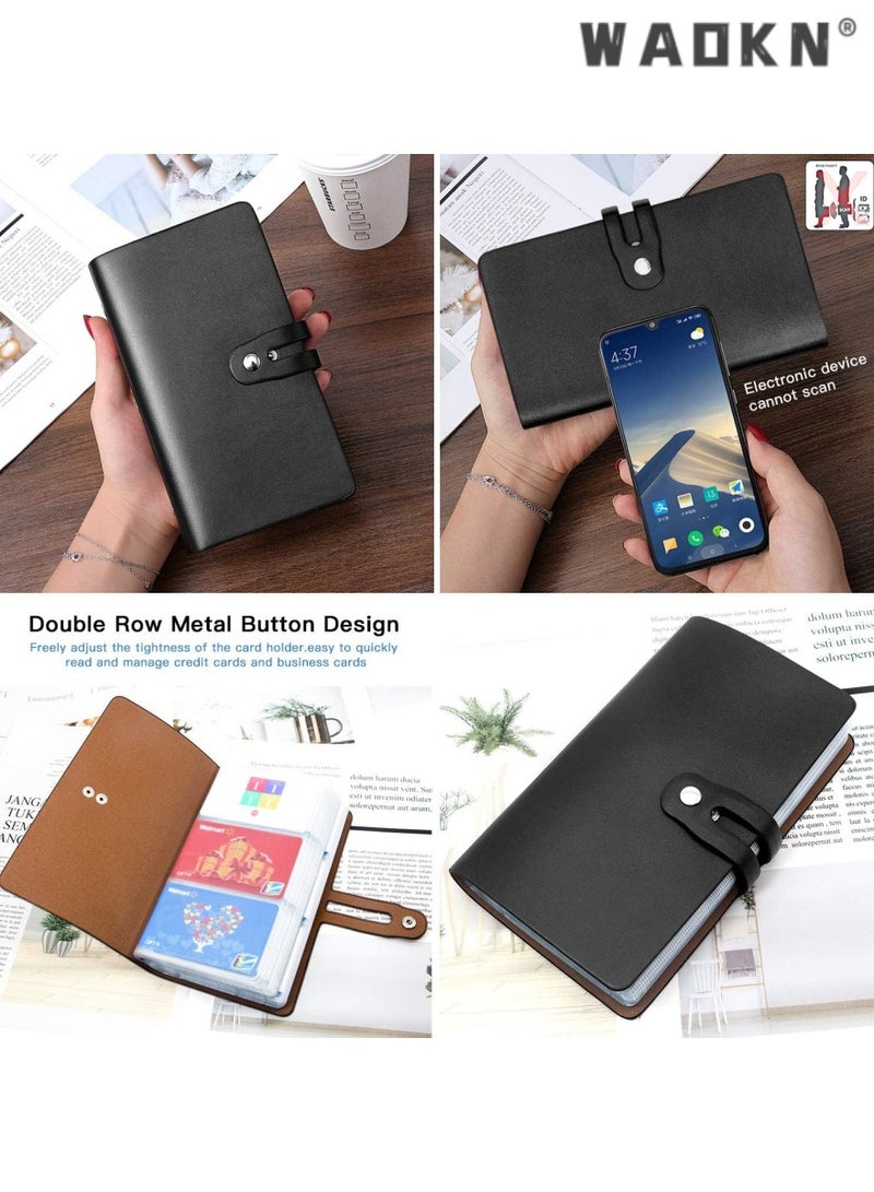 WAOKN Credit Card Holder, Business Card Organizer Credit Cards Protector with 96 Card Slots RFID Blocking Business Cards Holder for Managing Your Different Cards to Prevent Loss or Damage (Black) - Image 2