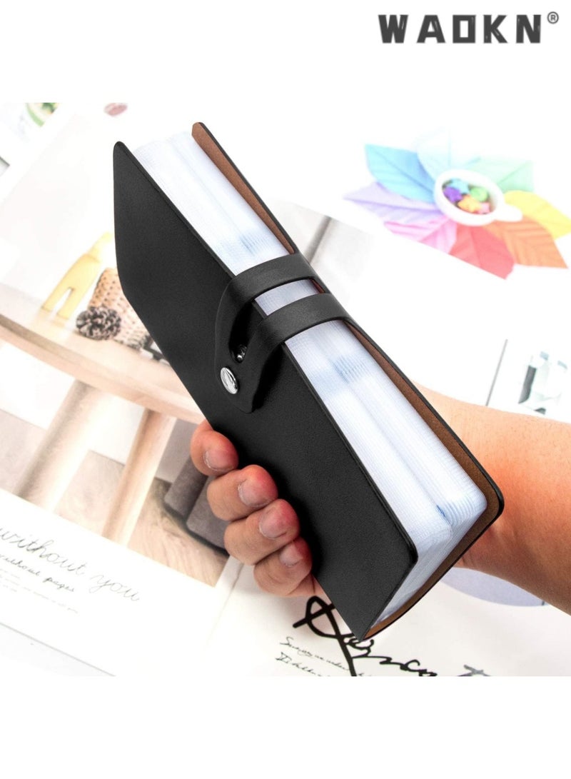 WAOKN Credit Card Holder, Business Card Organizer Credit Cards Protector with 96 Card Slots RFID Blocking Business Cards Holder for Managing Your Different Cards to Prevent Loss or Damage (Black) - Image 5
