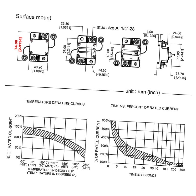 Surface Mount Bimetal Resettable Circuit Breaker Auto Car Boat Fuse Power Protection - Image 5