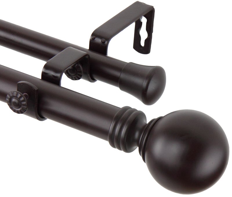 Rod Desyne Rod Desyne 10001996D 1 Globe Double Curtain Rod 120170 inch Mahogany 