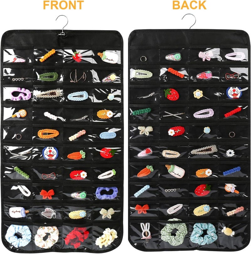 Luney Hanging Jewelry Organizer, 80 Pockets Earring Holder Organizer with Pockets for Woman, for Hanging Earrings, Necklaces, Bracelets, Rings, Storage, Closet(1PCS, No Zipper) - Image 4