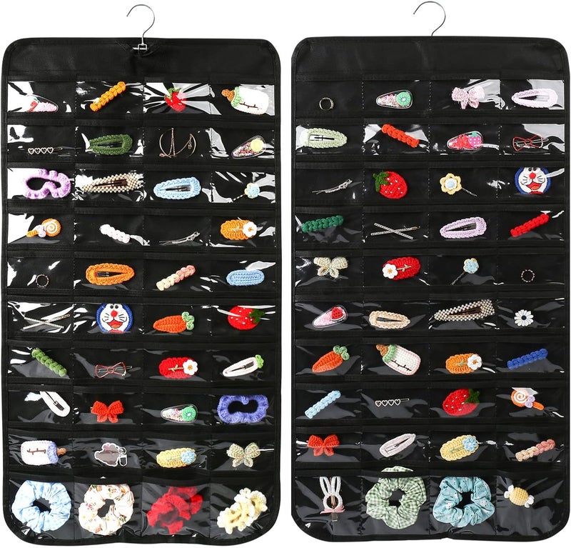 Luney Hanging Jewelry Organizer, 80 Pockets Earring Holder Organizer with Pockets for Woman, for Hanging Earrings, Necklaces, Bracelets, Rings, Storage, Closet(1PCS, No Zipper) - Image 1