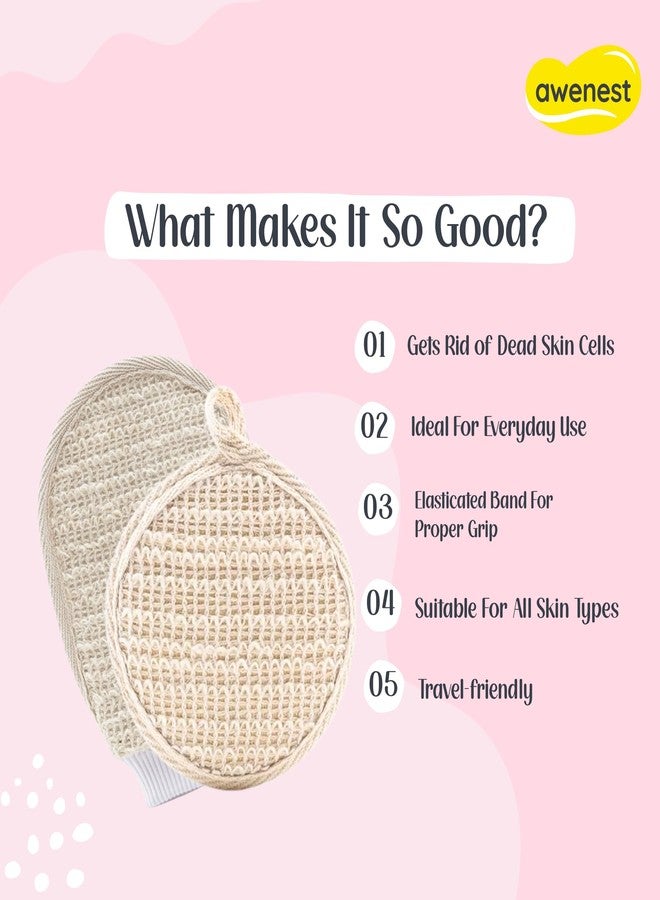 awenest Ramie Bath Glove Loofah Combo | Natural Fiber Exfoliating Gloves for Body Scrubbing | Reusable Deep Cleanser Mitt | Removes Dead Skin & Ingrown Hair | Gentle for Men & Women | Pack of 2 - Image 3