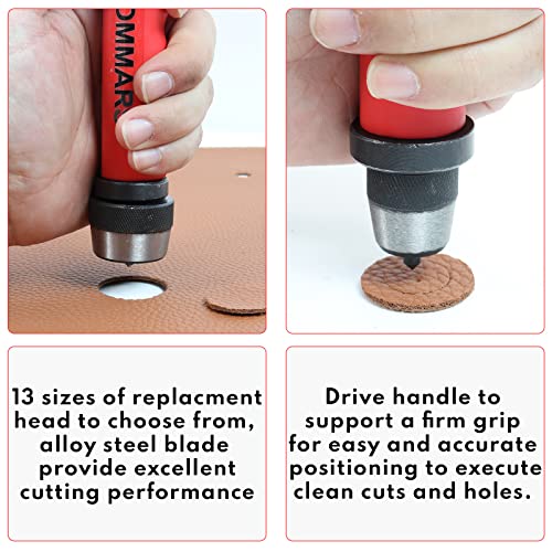 TOMMARS Hollow Punch Kit with Pin Point Punch Shaft Hole Cutter Set Gasket Punch Tools Gasket Cutter 14 PCS 5mm-35mm 3/16" to 1-3/8" - Image 5