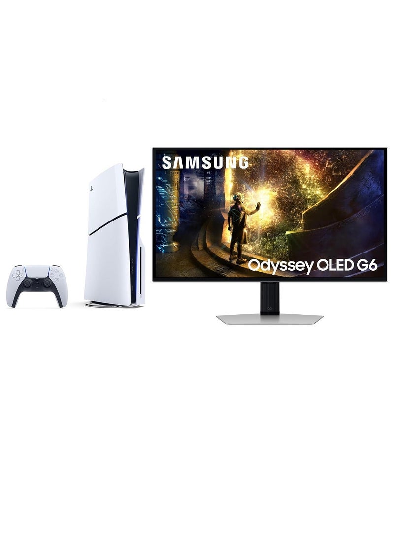 Sony Odyssey PS5 OLED Pro Bundle - Samsung Odyssey G6 27” OLED QHD 240Hz Gaming Monitor + PlayStation 5 Digital Edition (UAE Version) - Image 1