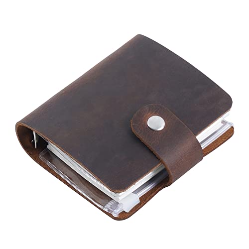 AxeWoodz A9 Genuine Leather Journal, Coffee Handmade Leather Pocket Size Binder Planner, Mini Vintage Leather Planner, 120 Sheets Pages, Loose Leaf 3-Ring with Snap Button Closure (Coffee) - Image 1