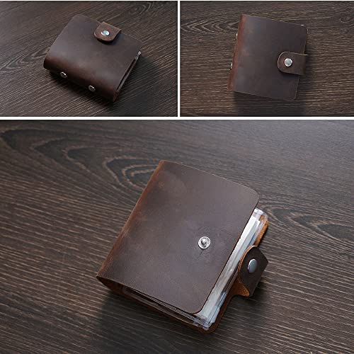 AxeWoodz A9 Genuine Leather Journal, Coffee Handmade Leather Pocket Size Binder Planner, Mini Vintage Leather Planner, 120 Sheets Pages, Loose Leaf 3-Ring with Snap Button Closure (Coffee) - Image 3