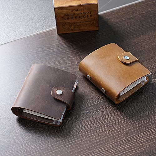 AxeWoodz A9 Genuine Leather Journal, Coffee Handmade Leather Pocket Size Binder Planner, Mini Vintage Leather Planner, 120 Sheets Pages, Loose Leaf 3-Ring with Snap Button Closure (Coffee) - Image 5