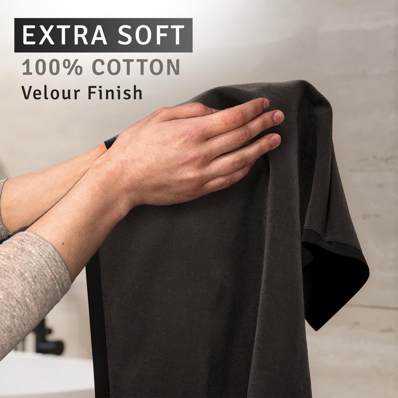Creative Scents 100% Cotton Velour Fingertip Towels - 4 Pack 11 by 18 Inch â€“ Decorative, Extra Absorbent and Soft Face Towel, Ideal for Bathroom and Powder Room (Black) - Image 4