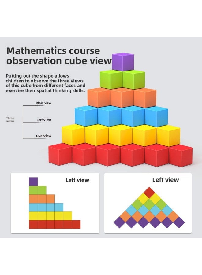 إسكدنيا مكعبات بناء جسم مربعة صغيرة، وسائل تعليمية للرياضيات، ألعاب تعليمية مجمعة للأطفال الرضع، طبقات من عمر 1-2 سنة، 3 أطفال 6 ألوان: نموذج مطور سهل التخزين 100 قطعة 2.5 سم (إرسال رسومات تعليمية + صندوق ت - Image 4