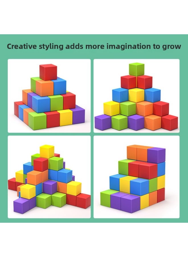 إسكدنيا مكعبات بناء جسم مربعة صغيرة، وسائل تعليمية للرياضيات، ألعاب تعليمية مجمعة للأطفال الرضع، طبقات من عمر 1-2 سنة، 3 أطفال 6 ألوان: نموذج مطور سهل التخزين 100 قطعة 2.5 سم (إرسال رسومات تعليمية + صندوق ت - Image 3