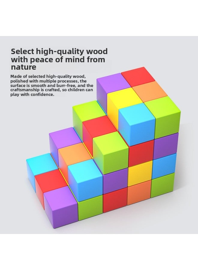 إسكدنيا مكعبات بناء جسم مربعة صغيرة، وسائل تعليمية للرياضيات، ألعاب تعليمية مجمعة للأطفال الرضع، طبقات من عمر 1-2 سنة، 3 أطفال 6 ألوان: نموذج مطور سهل التخزين 100 قطعة 2.5 سم (إرسال رسومات تعليمية + صندوق ت - Image 5
