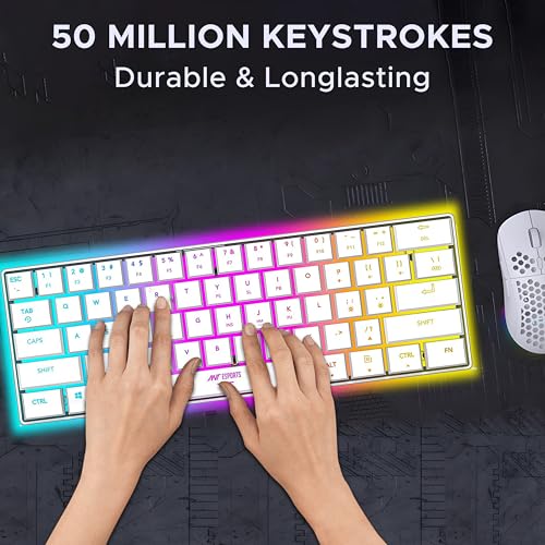 Ant Esports MK1500 Mini 60% Pro RGB Wireless Gaming Keyboard with Membrane Switches for PC / Mobile / Tablets / Laptop / TV's- White - Image 4