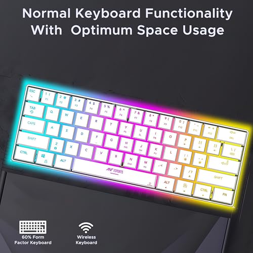 Ant Esports MK1500 Mini 60% Pro RGB Wireless Gaming Keyboard with Membrane Switches for PC / Mobile / Tablets / Laptop / TV's- White - Image 5