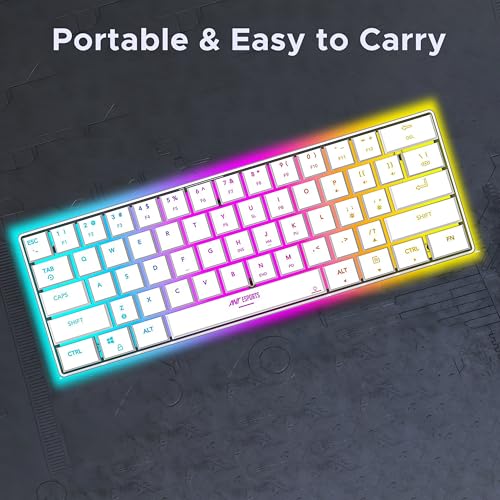 Ant Esports MK1500 Mini 60% Pro RGB Wireless Gaming Keyboard with Membrane Switches for PC / Mobile / Tablets / Laptop / TV's- White - Image 3