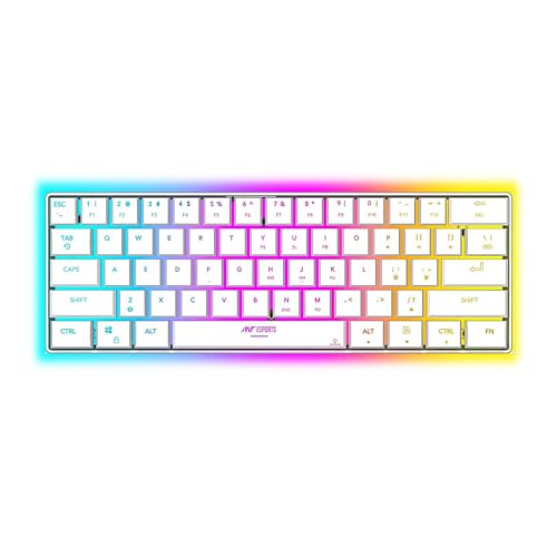 Ant Esports MK1500 Mini 60% Pro RGB Wireless Gaming Keyboard with Membrane Switches for PC / Mobile / Tablets / Laptop / TV's- White - Image 1
