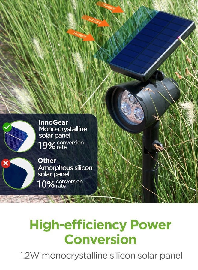 InnoGear Solar Lights, 2-in-1 Waterproof 3 LED Solar Spotlights Adjustable Wall Light Landscape Lighting Security Light Outdoor Auto On/Off for Patio Deck Yard Garden Driveway, Pack of 4 - Image 3