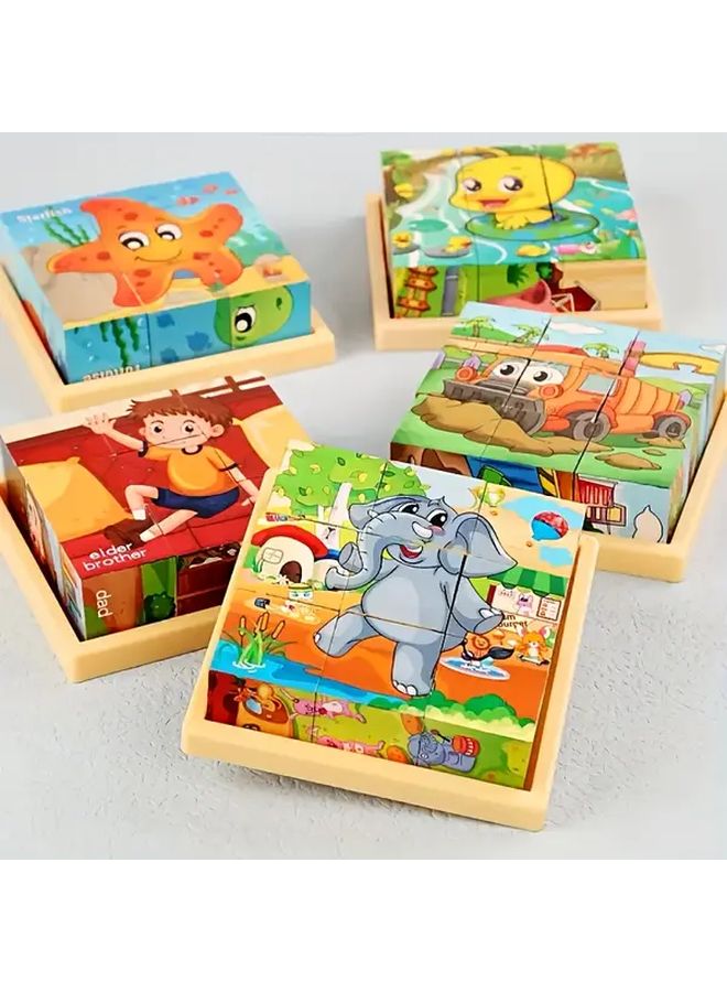 Farm Manor 3D Wooden Puzzle Toy 6 Sided 9 Grid Building Blocks Educational STEM Learning Gift - Image 2
