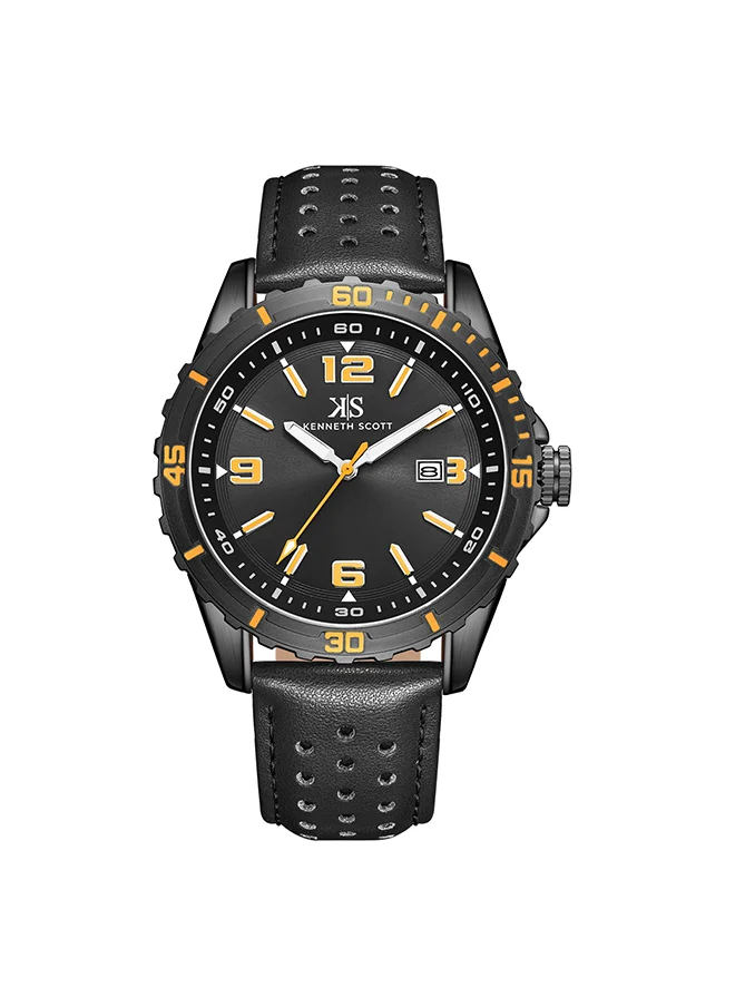 KENNETH SCOTT Men's Black  Dial Analog Watch - K24022-BLBBO