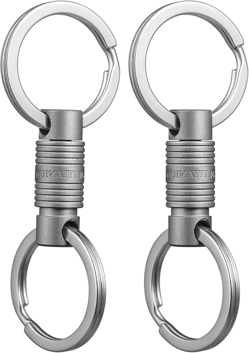 TISUR Titanium Quick Release Keychain, 360° Rotation Separating Keychain,Small Pull Apart Key Chain With Detachable Key Rings - Image 1