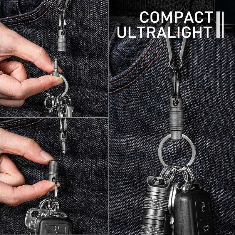 TISUR Titanium Quick Release Keychain, 360° Rotation Separating Keychain,Small Pull Apart Key Chain With Detachable Key Rings - Image 5