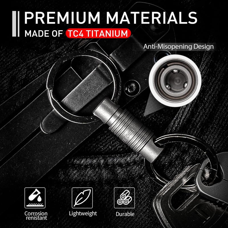 TISUR Titanium Quick Release Keychain, 360° Rotation Separating Keychain,Small Pull Apart Key Chain With Detachable Key Rings - Image 4