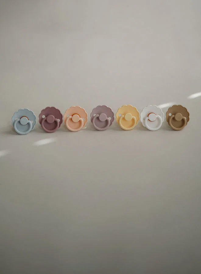 FRIGG Daisy Latex Baby Pacifier, 6-18 Months, Pack of 2, Size 2 - French Grey/Woodchuck