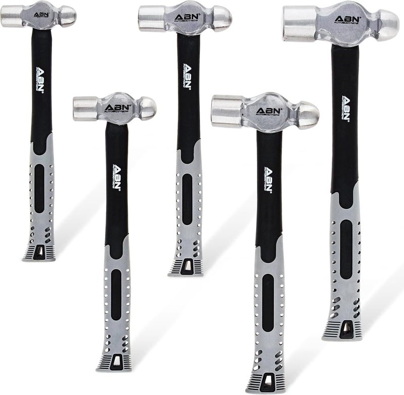 ABN Ball Pein Hammer 5-pc Set – 8, 12, 16, 24, 32 oz – Fiberglass & Carbon Steel for Metal Rivet, Chisel, Punch - Image 1