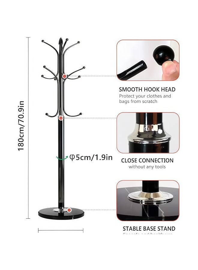 POWER Sturdy metal coat rack with 12 hooks, suitable for hallways, living rooms, and offices - a sturdy metal structure, space-saving coat rack for hanging coats, hats, bags, and scarves. - Image 3